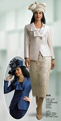 Two Piece Silky Twill Skirt Suit with Fine Lace 4646